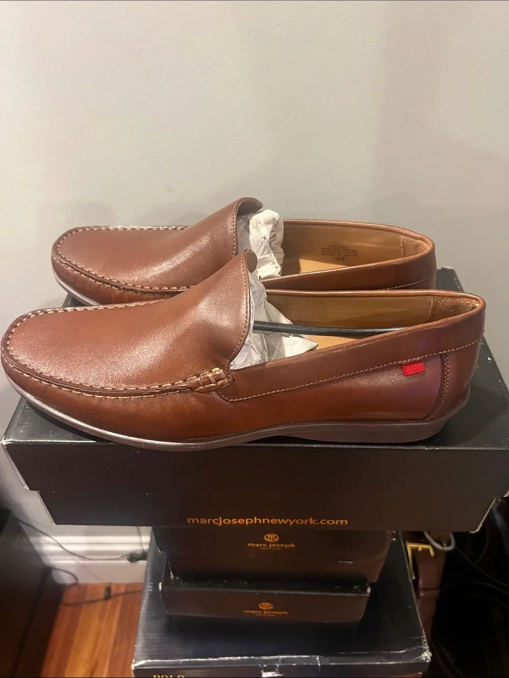 Men's Tan Leather Slip-On Loafers